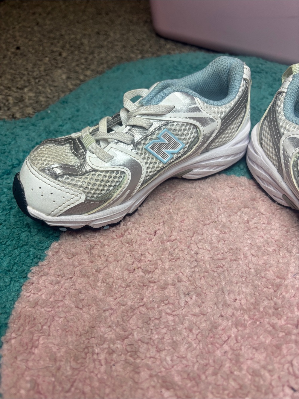 New Balance Kids Sneakers - Light Blue and Silver Accents - Picture 3 of 5